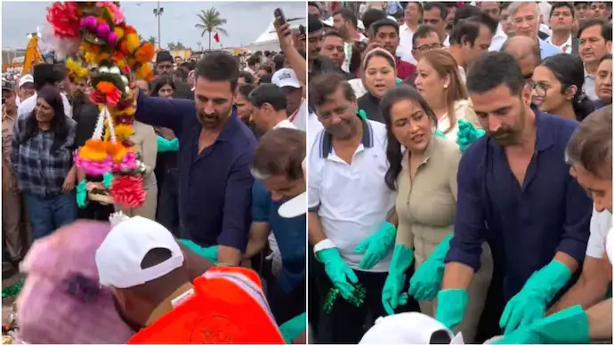 Amruta Fadnavis beach cleanup Juhu